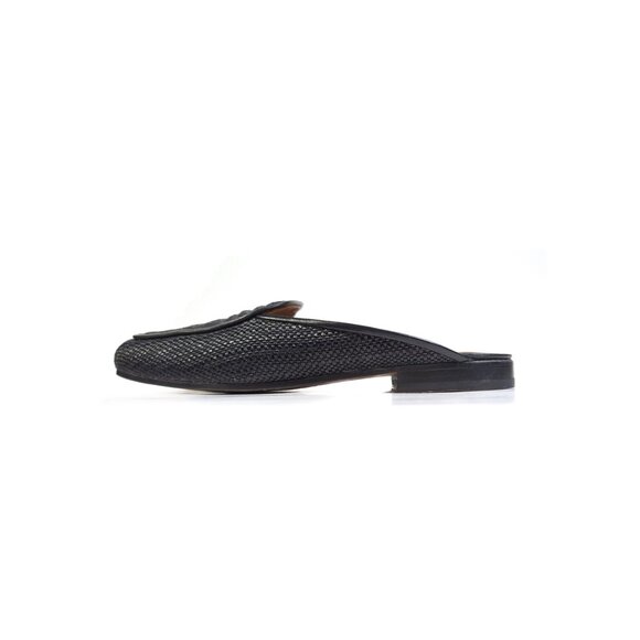 Stubbs & Wootton Palm Beach Raffia Mule in Woven Black Size 6